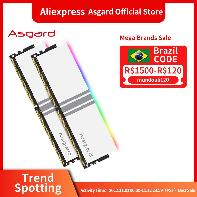 Memória Asgard RGB RAM DDR4 8GBx2 16GBx2 3200MHz 3600MHz Valkyrie Série V5 Desempenho De Overclocking Branco Polar Para Desktop BFSM