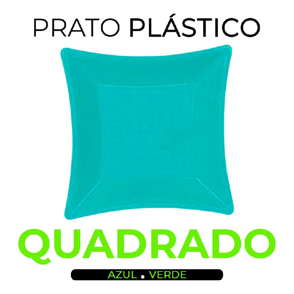 Prato Plástico Para Sobremesa Quadrado Colorido Em Plástico