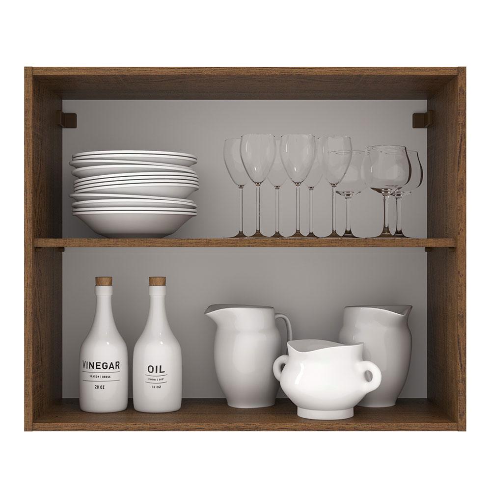 Detalhes do Armário de Cozinha Aéreo 80 cm 2 Portas Rustic/Preto Agata Madesa