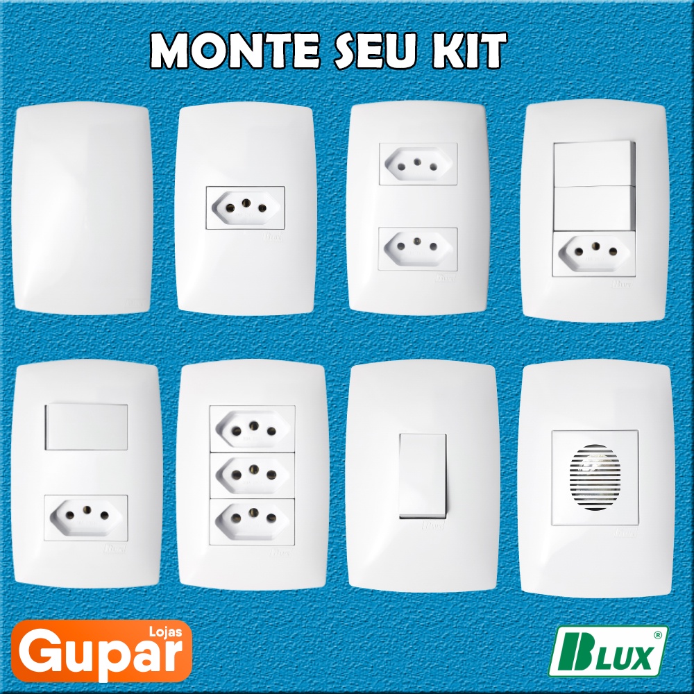 Tomada 10A 20A Interruptores Simples e Paralelo Placas e Campainha - Linha Home Blux em Oferta na Shopee
