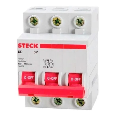 DISJUNTOR DIN STECK 3KA TRIFASICO TRIPOLAR CURVA C 50A SDD63C63