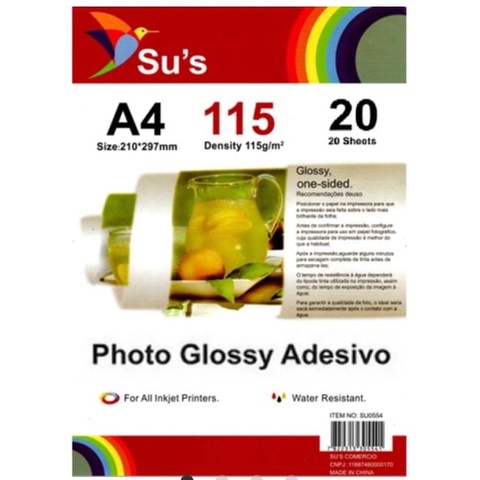 5 pacotes Papel Fotográfico Glossy Adesivo Sus 115gr em Oferta na Shopee