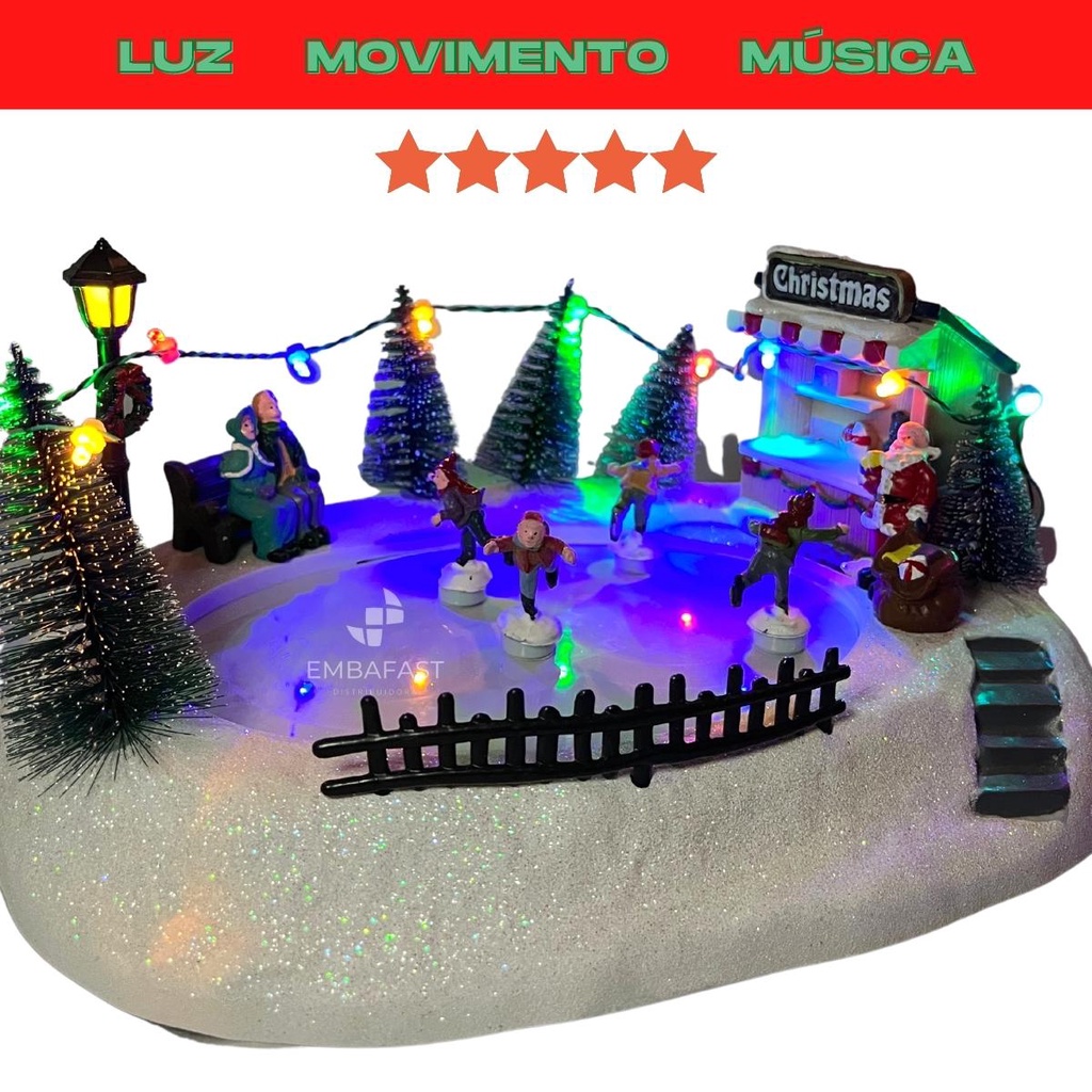 Cenário Vila Natalina C/ Luz Som Movimento Papai Noel Natal Enfeite Luzes  Iluminado Decoração Pista Patinação Trenó | Shopee Brasil