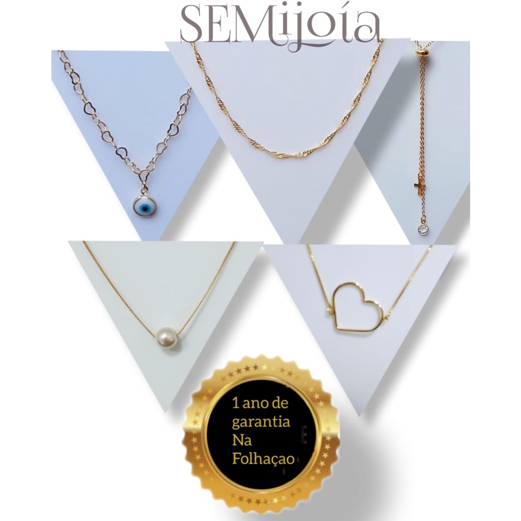 Choker Colar Gargantilha Corrente Semijoia Dourada Ouro18k 1pç Garantia de 1ano