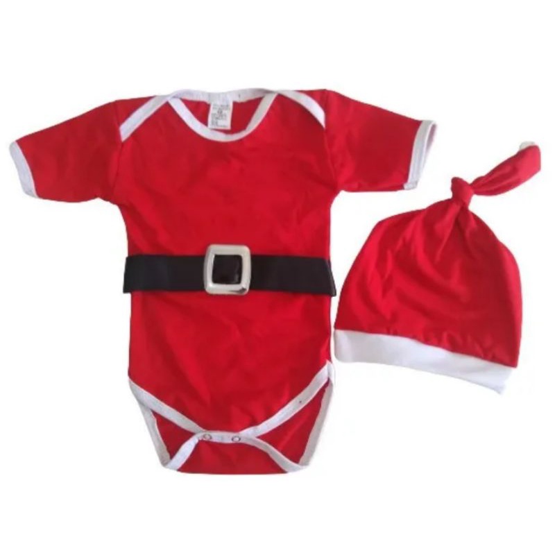 Bodye Touca Bebe Natal Papai Noel