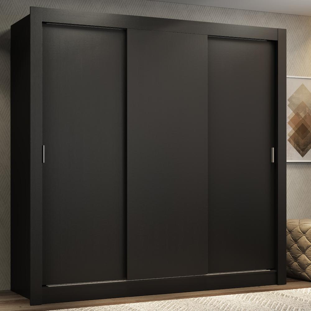 Guarda Roupa Casal Madesa Lyon 3 Portas de Correr 2 Gavetas - Preto - Home & Living