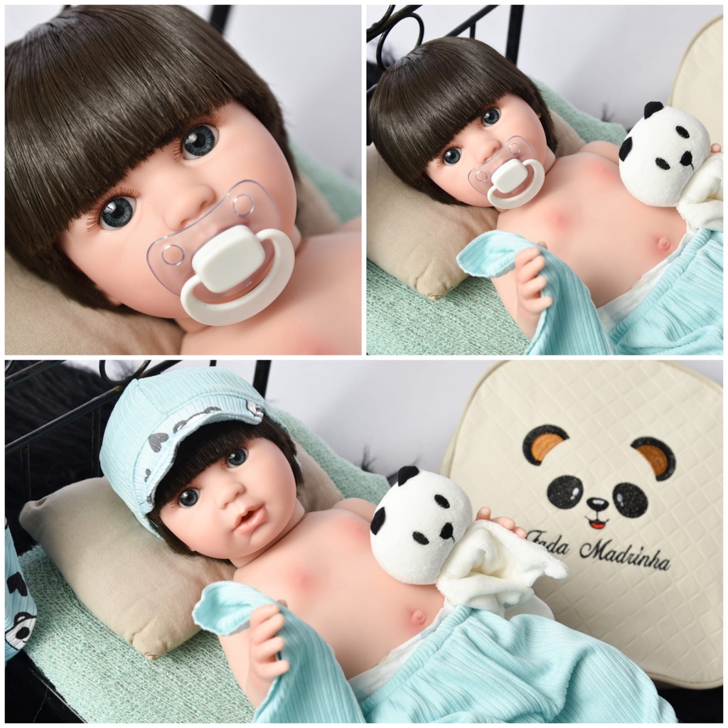 Boneca Bebê Reborn Realista De Silicone 48Cm - Olhos Azuis em