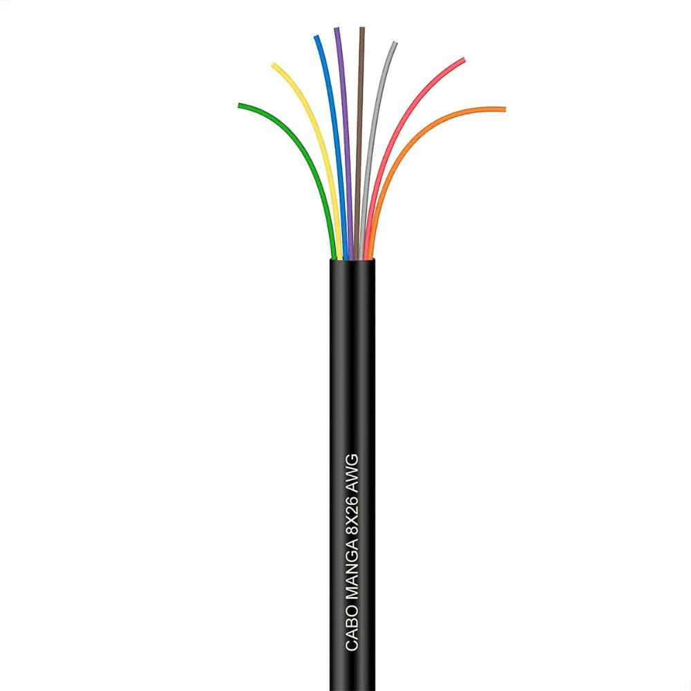 Cabo Manga 8x26 Awg - Sem Blindagem Preto - 40 Metros