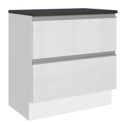 Balcão Armário de Cozinha 100% MDF 80 cm 2 Gavetas Frentes Branco Brilhante Acordes Madesa