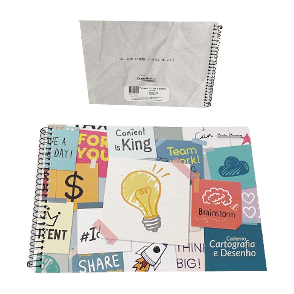 Caderno Desenho Capa Dura Tipo Cartografia e Desenho 60 Folhas
