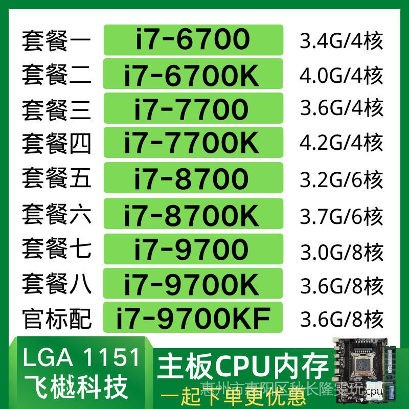 Usado Original i7-6700 6700K 7700 7700K 8700 8700K 9700 9700K 9700KF 1151