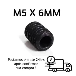 Parafuso sem Cabeça M5x6mm Ponta Côncava Oxidado Preto