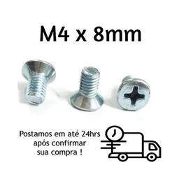 Parafuso Chato Phillips M4 X 8mm Zincado Branco