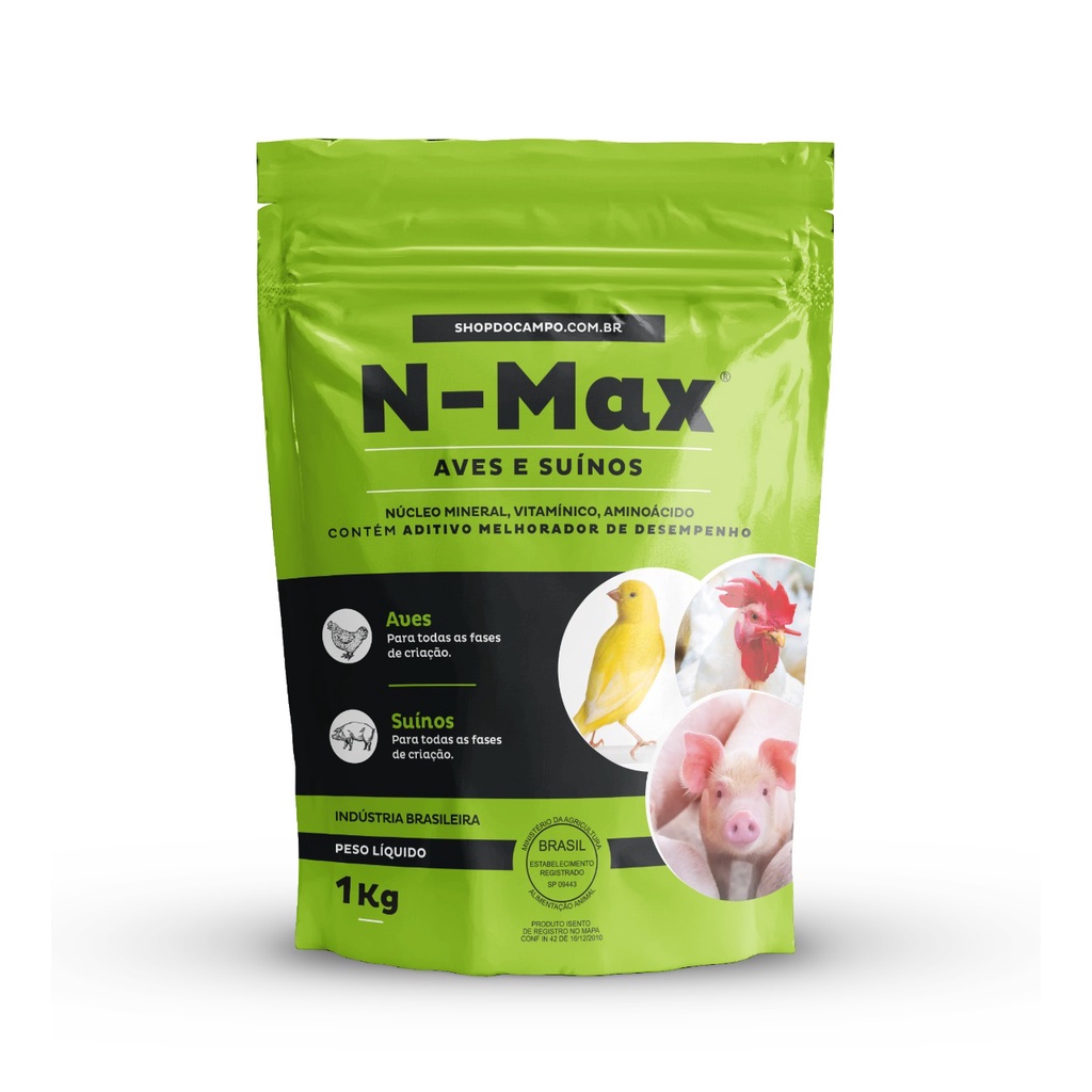 N-max Núcleo Para Aves E Suínos 1 Kg Faz 500 Kg Ração