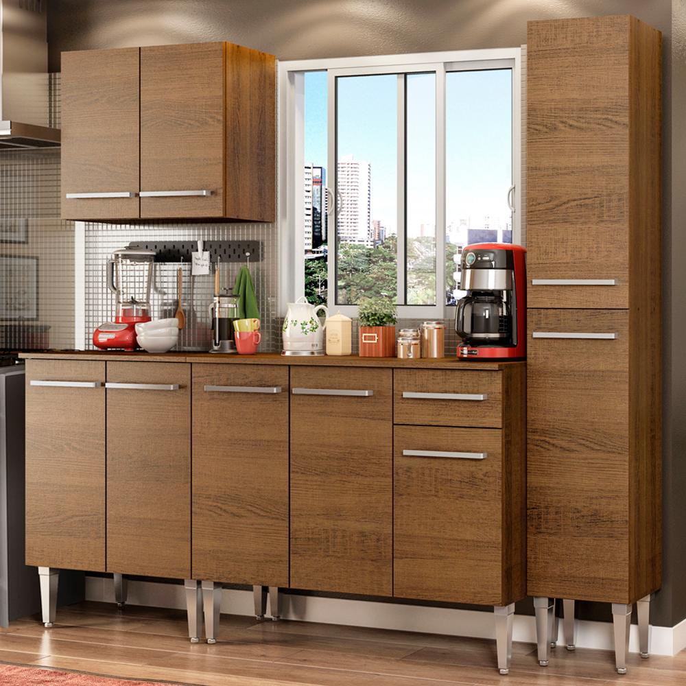 Cozinha Completa Madesa Emilly Sing com Armário, Balcão e Paneleiro - Home & Living