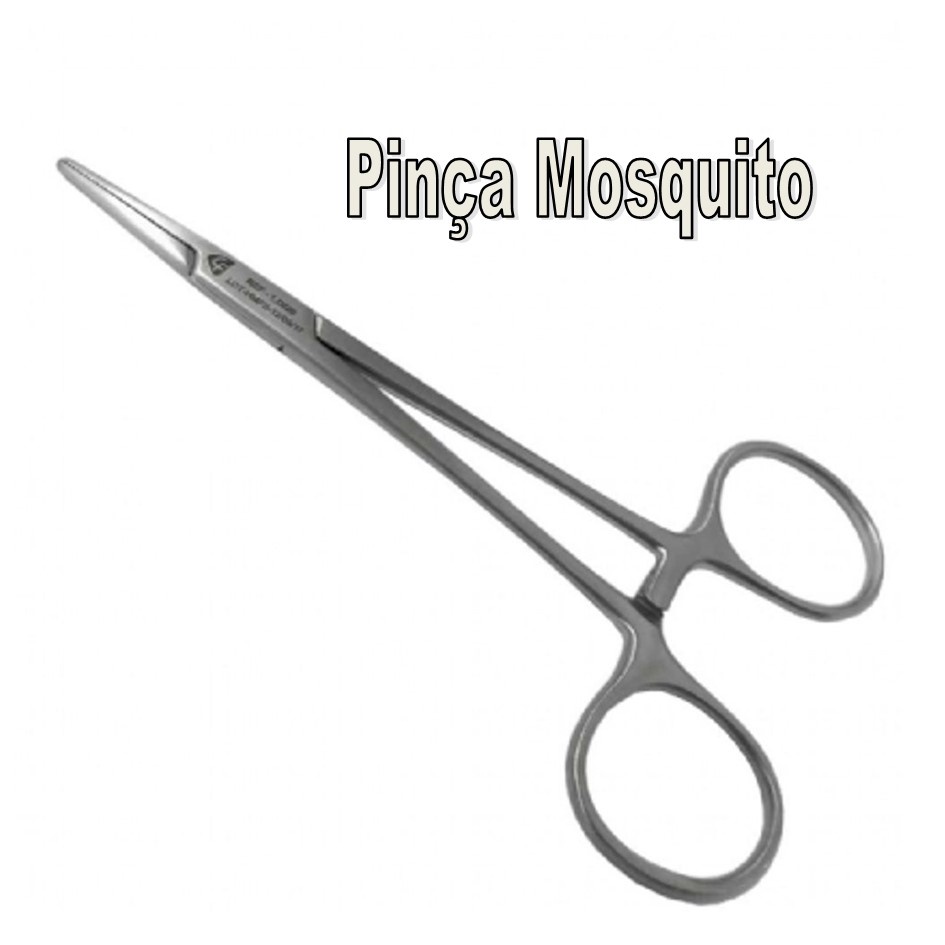 Detalhes do Pinça Halstead Mosquito Reta 12,5cm Aço Inox Veterinária Odonto e areas da Saúde