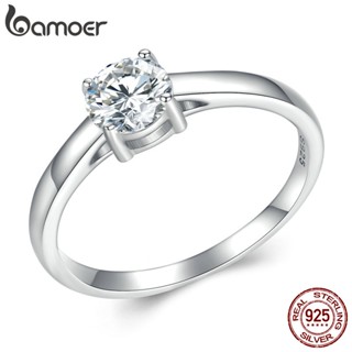 Bamoer 0.8 Quilate Anel Moissanite 925 Prata Design Simples Joias Presente De Luxo Para Mulheres