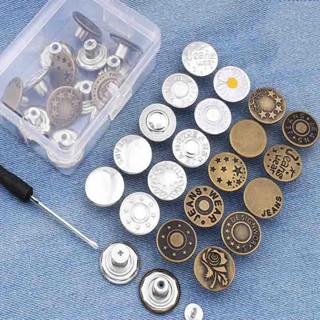 [10 Pcs No Botões De Substituição De Costura 17 mm Liga De Jeans Reutilizáveis Destacáveis Mudança De Cintura Acessórios Com Chave De Fenda