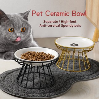 Tigela De Pet Cerâmica Gato Alta Pé Aperitivos Placa Anti-Cervical Espondilose Comida Para Alimentação De Cachorro Necessidade