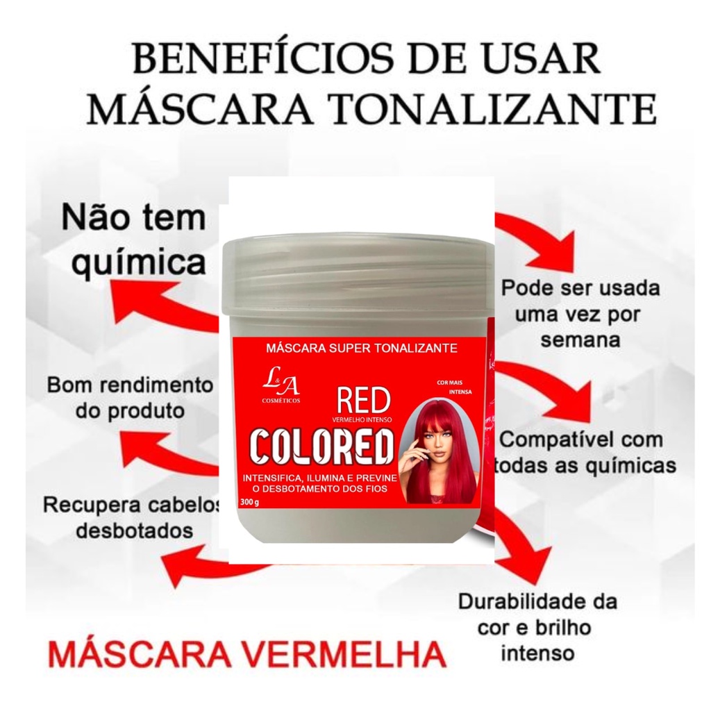 Máscara Tonalizante Com Alto Poder de Pigmentação -   S/ Amônia -Vermelho