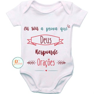Roupa De Bebê Body Personalizado Eu Sou A Prova Que Deus Responde Orações Menina GB0328
