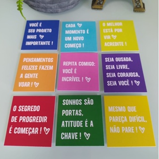 KIT com 27 un Cartões com frases motivacionais | cartão cliente | Papelaria em Oferta na Shopee