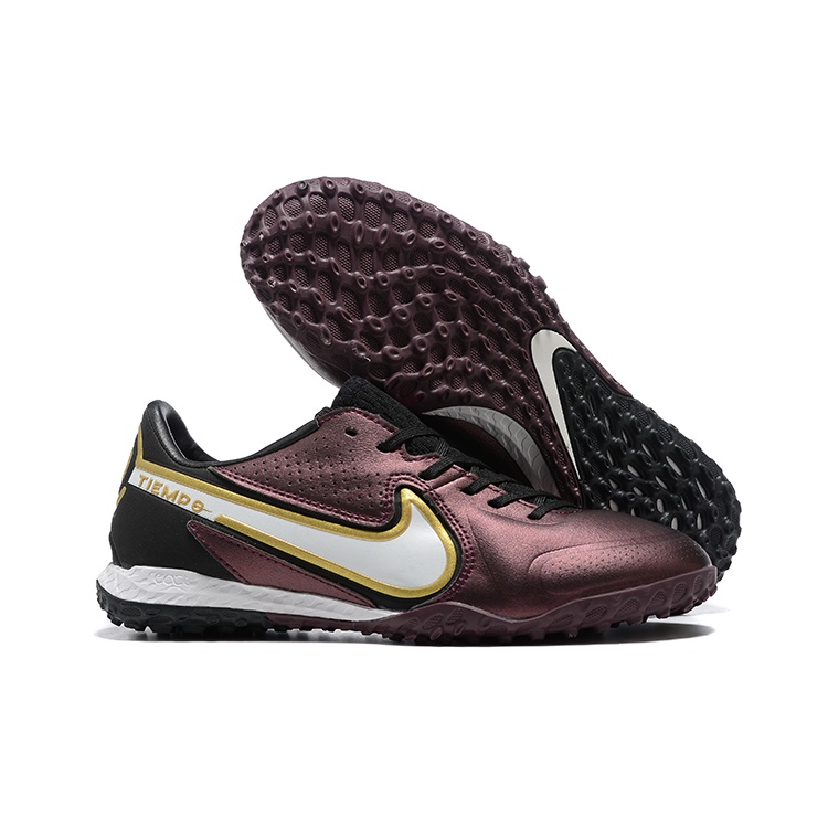 Desconto Camisetas Futsal Masculina React Tiempo Legend 9 Pro TF Camisas De Futebol Societ Tênis De Vinho Tinto