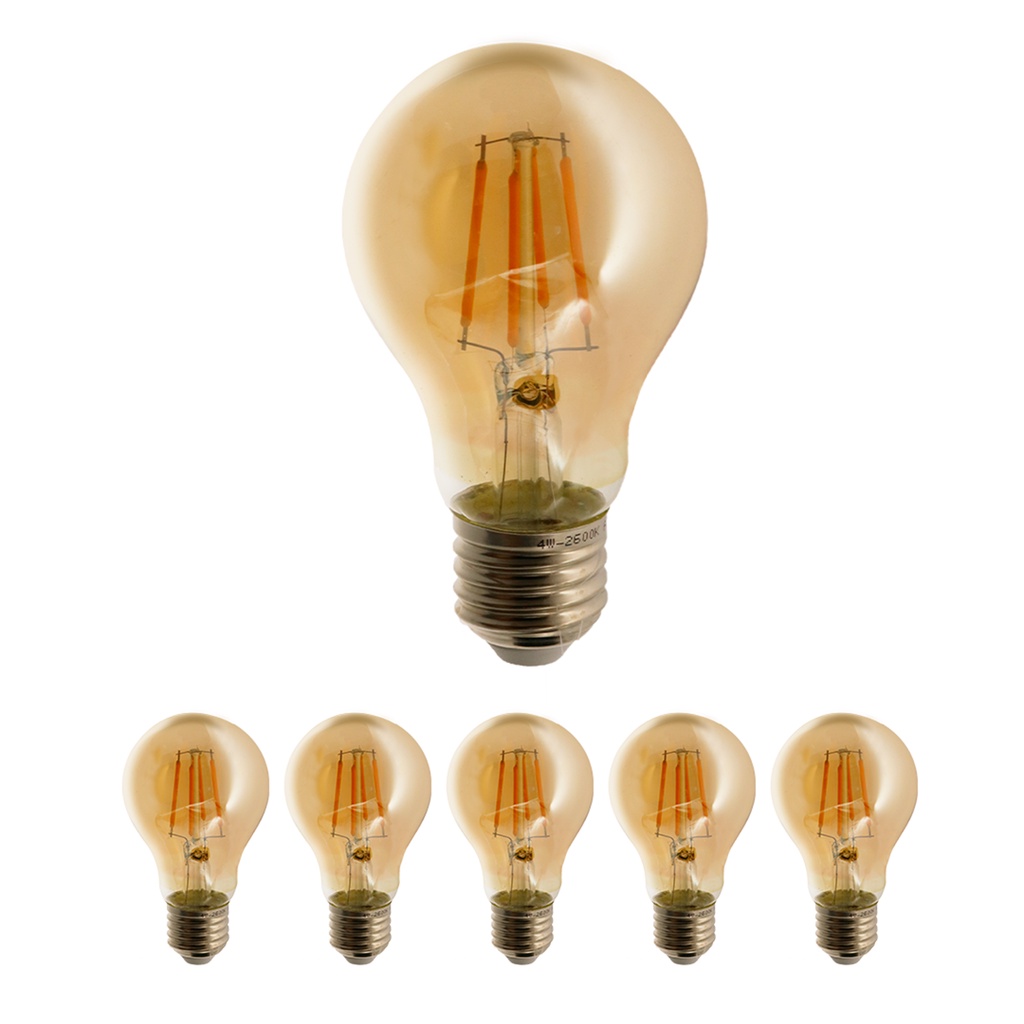 Kit 6 Lâmpada Led Bulbo Retrô Vintage Filamento A60 Quente em Oferta na Shopee