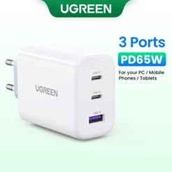 Carregador Rápido UGREEN 65W 2C1A 4.0 3.0 Tipo C PD PPS 25W USB Portátil Para iPhone 14 13 12 Xiaomi Samsung Laptop