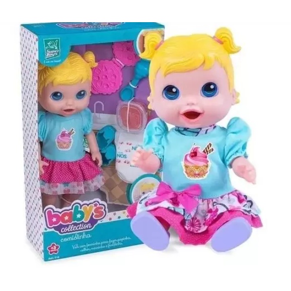 Boneca Baby Collection Alive Comidinha Come e Faz Caquinha Menina.