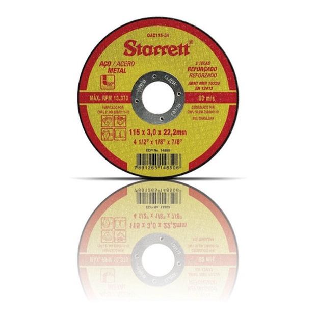 DISCO CORTE 115,0MM (4.1/2 ) X 3,0 X F22 P/METAL STARRETT DAC115-34x em Oferta na Shopee