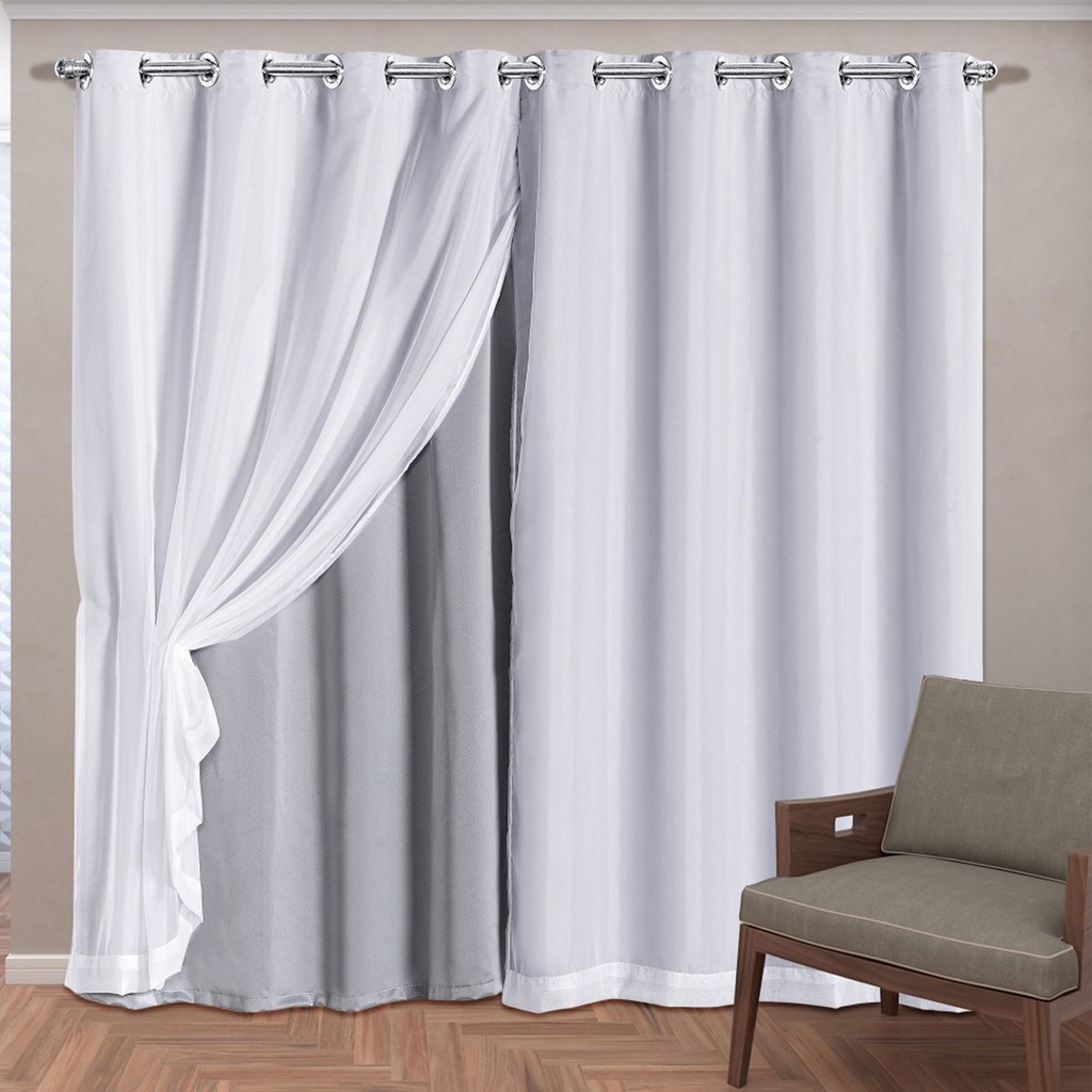 Cortina Blackout em Tecido com Voil 2,80 m x 2,80 m - EDDI CASA ...