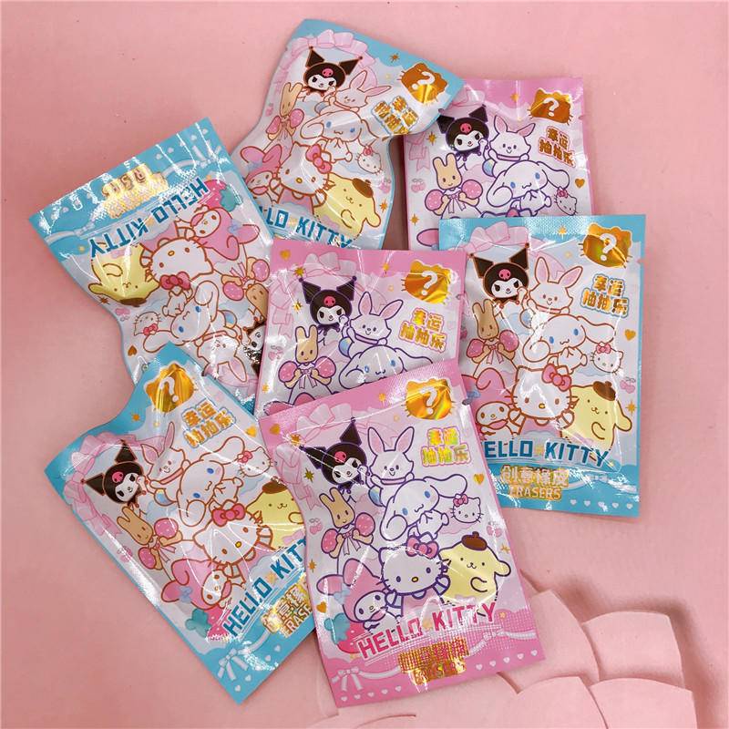 Random 1 Pack Sanrio Mymelody Kuromi Cinnamoroll Apagador De Borracha De animal Animais Prêmios Estudantes Primários Papelaria Promocional