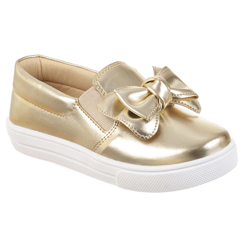 Tênis Casual Infantil Feminino Iate Slip-on Menina Laço Lindo Confortável Moda Atual Blogueira Festa Calce Fácil Leve