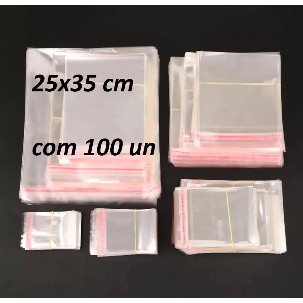 Saco Adesivado 25x35 Saquinho Plástico Embalagem Transparente C/100un em Oferta na Shopee