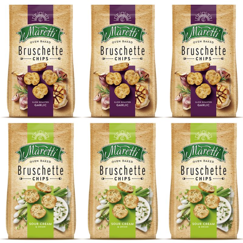 Kit 6 Torradas Bruschette Cebola & Alho Maretti 85g