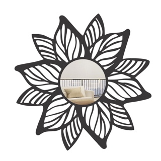 Espelho Decorativo Mandala Folhas MDF Preto Fosco em 3 Tamanhos em Oferta na Shopee
