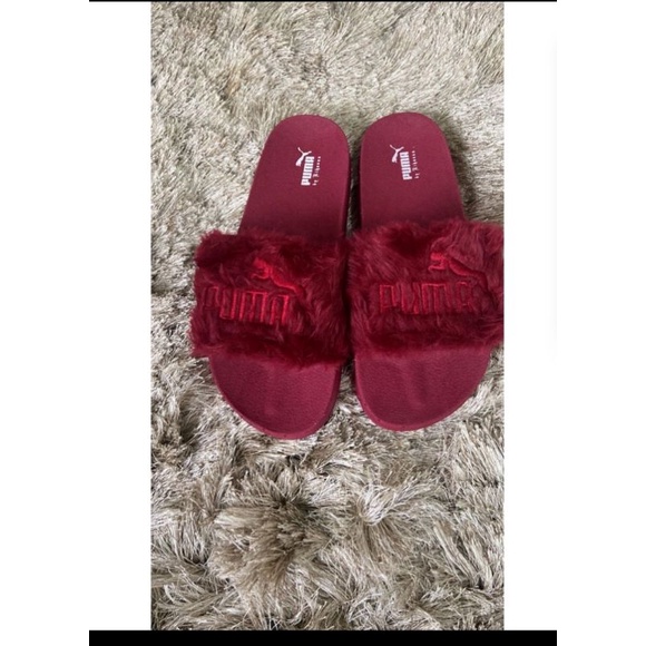 burgundy puma fenty slides