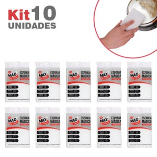 Kit 10 Esponjas Mágica Branca Limpa Tudo Tira Manchas Melamina Bucha Multiuso