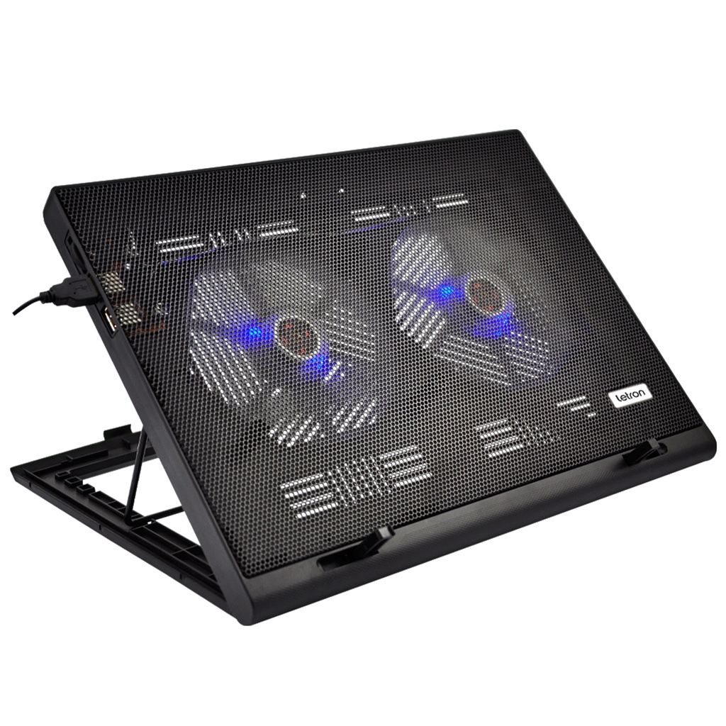 Base Suporte 2 Coolers Para Notebook Shine Usb Led Letron