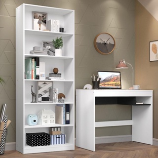 Escrivaninha Madesa Rubi + Estante Livreiro 6908 - Branco em Oferta na Shopee