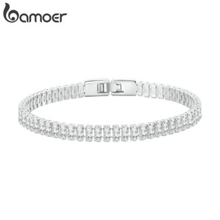 Pulseira De Zircônio Quadrado Brilhante Bamoer 17cm E 19cm Jóias Da Moda Adequado Para Mulheres Homens