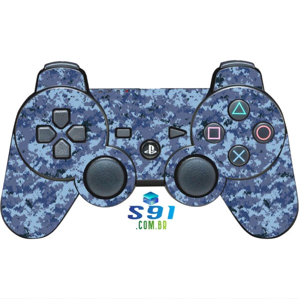 Adesivo PS3 Controle Playstation Skin Pelicula Protetora Camo Digi Ocean Blue