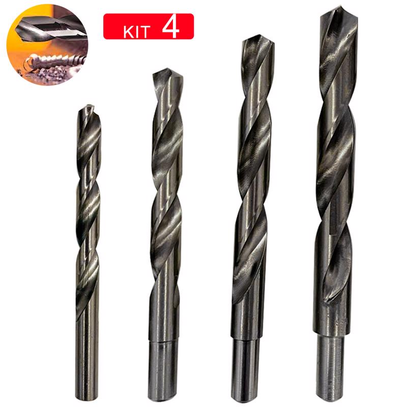 Jogo 4 Brocas Aço Rápido Para Metal 13,15,17,19mm Haste Rebaixada Kit Marceneiro Serralheiro em Oferta na Shopee