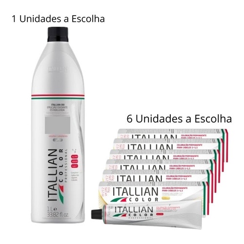Kit 6 Tinta De Cabelo Itallian Color + 1 Oxi 1 Litro a Escolher