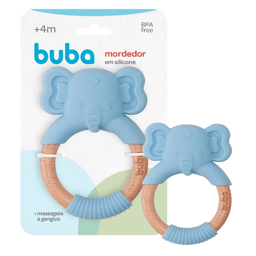 Mordedor Elefantinho Em Silicone Azul Livre BPA 15651 - Buba em Oferta na Shopee
