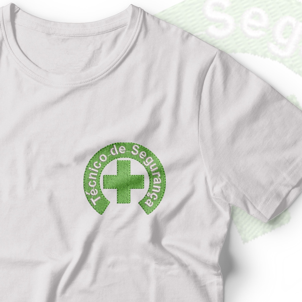 Camisa Técnico de Segurança do Trabalho Bordada Símbolo Segurança do Trabalho Curso de Tec de Segurança T-Shirt