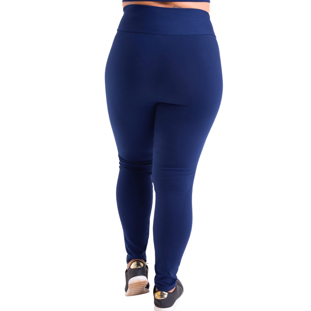 Leg Plus Size Cores Lisas Costura Reforçada Sem Transparência Legging Cintura Alta