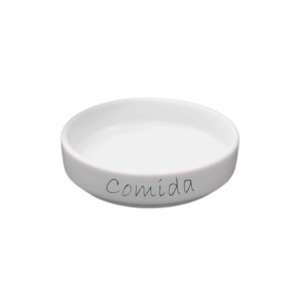 Prato Para Gatos de Porcelana Raso 2ª linha 230ml Comedouro - Comida