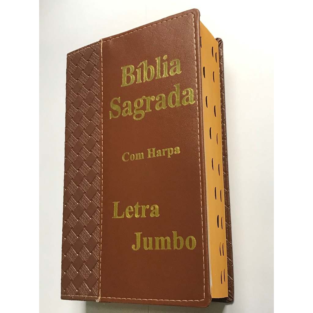 Bíblia Sagrada Letra Jumbo-Capa Luxo Com harpa- Revista e Corrigida Capa Marrom